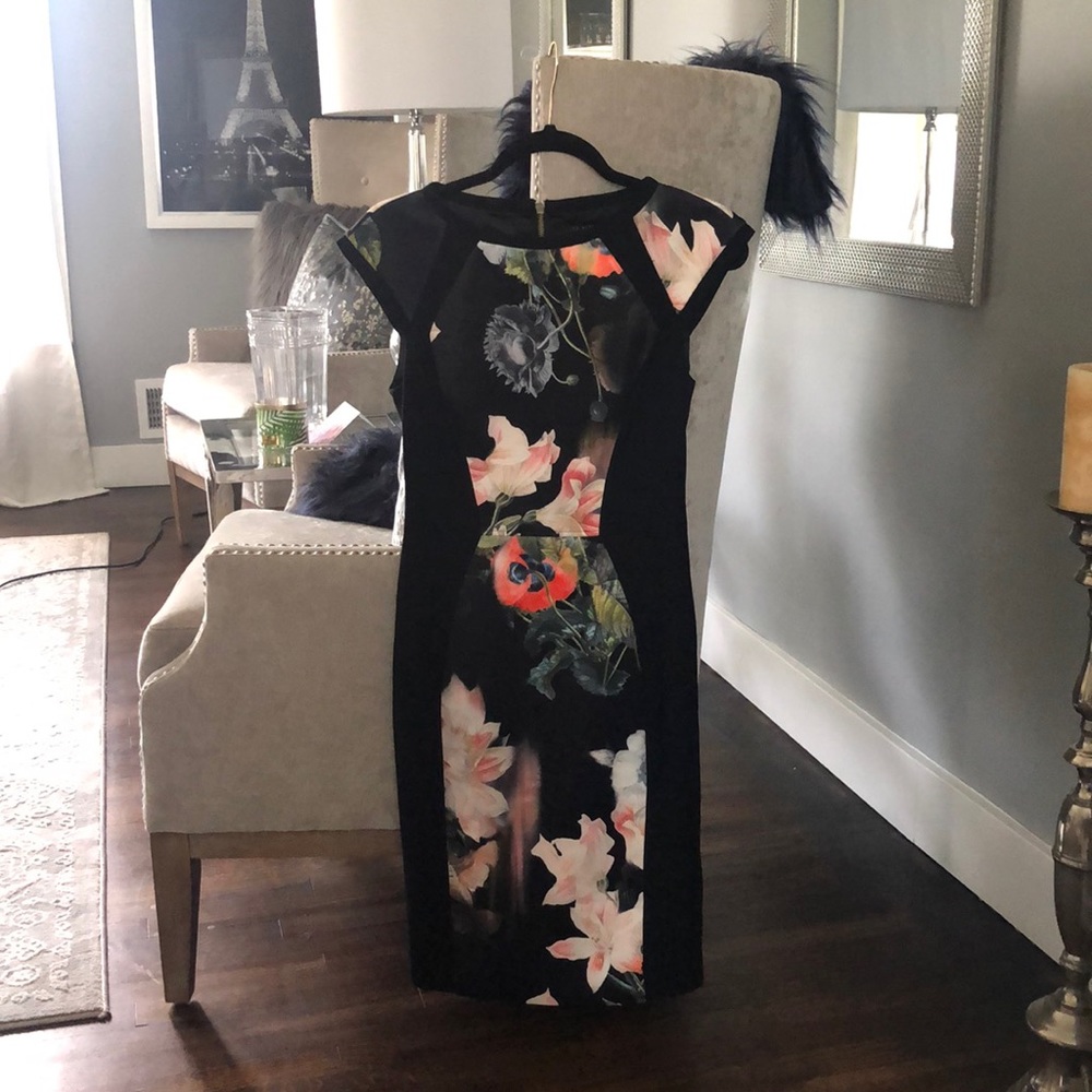 Black Floral Dress (NEVER WORN , GOOD DEAL!)